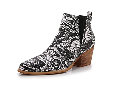 mm Women's Polyurethane Leather Wooden Heel Low Chelsea Ankle Boots3