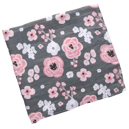 Image of Stephen Joseph Baby Swaddle Blanket, Unisex Swaddle Wrap Soft Muslin Swaddle Blankets, Receiving Blanket for Boys and Girls, 47 x 47 inches, Set of 2, Charcoal Flower
