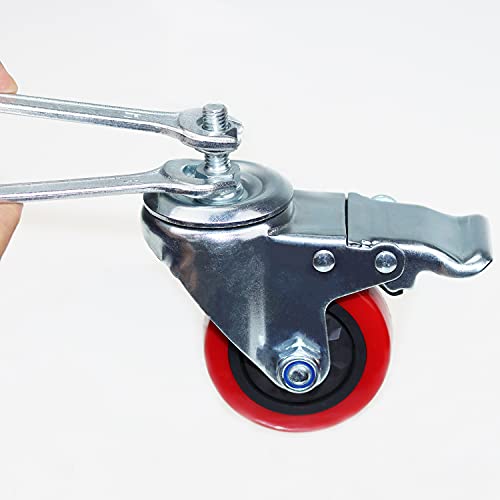 Image of Heavy Duty Stem Caster Wheels M10-1.5X25mm Dual Locking No Noise PVC Threaded Stem Caster Wheels Pack of 4 for Workbench, Dolly, Furniture (2 Inch, Red)