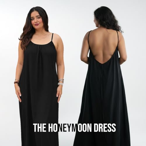 Image of Cheekee Honeymoon Soft Flow Maxi Dress for Women - Off Shoulder Nighty Gown, Comfortable Lounge & Romantic Nightwear