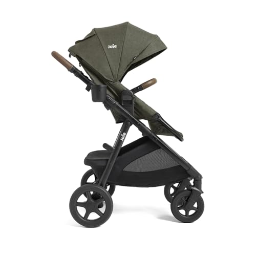 Image of Joie Ginger 4-in-1 Convertible Pramette and Stroller with A Deep Recline, Height Adjustable seat, All-Terrain Wheels, Extra Storage - for Newborns and Toddlers (Forest)