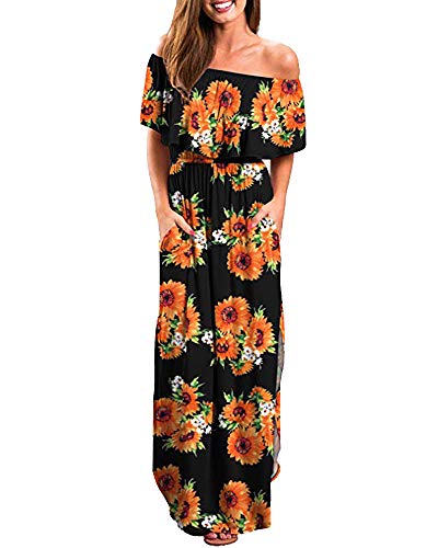 Donnalla-Womens-Summer-Casual-Off-The-Shoulder-Dresses-Floral-Long-Maxi-Dress