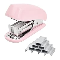 Volumoon Mini Tacker Set 26/6, Heftgerät Set, Stapler Klein, Hefter Klein Tragbar Heftgerät mit 830 Heftklammern, Manueller Tischhefter mit Heftklammern für Schulen Arbeitsplätze Familien (Rosa)