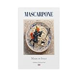 WEGAGTTT Poster sur toile Mascarpone sur plaque de carreaux de Maiolica - Décoration pour chambre à coucher, bureau, chambre - Cadeau - 40 x 60 cm