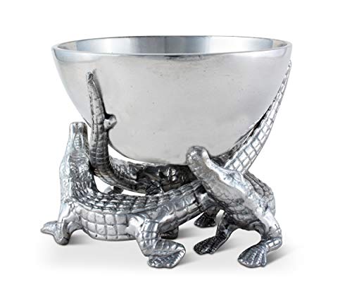 Arthur Court Designs Aluminum Elevated Alligator Dip Sauce Nut Bowl 5.5 inch Diameter 4.5 inch Tall
