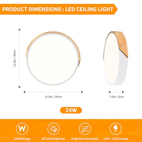 Modern Dimmable White Flush Mount Ceiling Light for Bedroom and Hallway