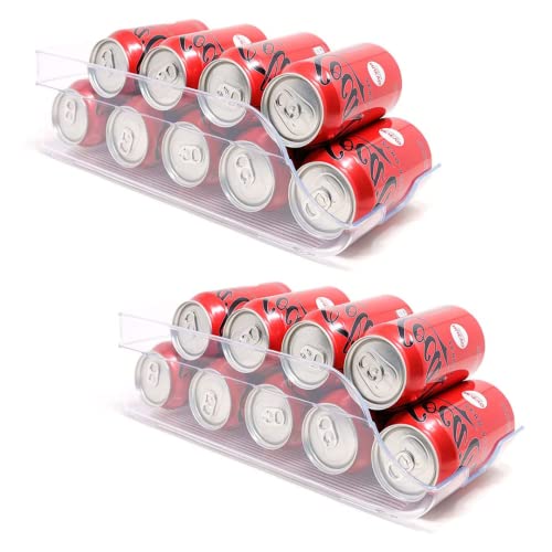 KROWN - Organizador Transparente para Latas de Bebidas en la Nevera, Práctico Dispensador de Plástico Fabricado en España para Mantener tus Refrescos en Orden en la Cocina o Despensa (2, Portalatas) KROWN - Organizador Transparente para Latas de Bebidas en la Nevera, Práctico Dispensador de Plástico Fabricado en España para Mantener tus Refrescos en Orden en la Cocina o Despensa (2, Portalatas)