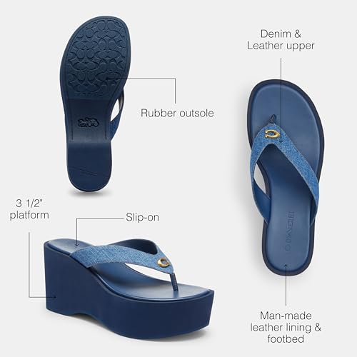 Coach Women's Denim Sculpted C Platform Flip Flop3