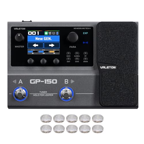 Valeton GP-150 Multi-Effects Guitar Processor with HD Modeling 200+ Effects Built-In Battery IR & NAM Support Expression Pedal USB Audio Interface