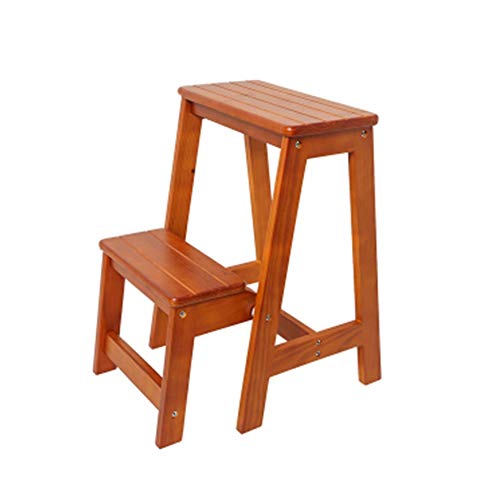 JIAJUAN Taburete Escalera Plegable Madera 2 Pasos / 3 Pasos Escalera Taburete Almacenamiento Fácil Madera Maciza Interior Estante for Hogar Cocina Biblioteca Escalera de Mano Cover