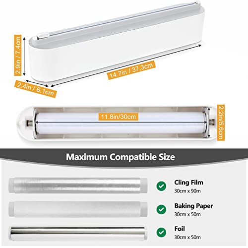 Foto von Tivray Magnetischer Frischhaltefolienspender mit Schneider, Abroller und Spender für Alufolie Und Frischhaltefolie, Praktischer Folienspender Folienschneider für Küche
