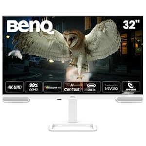 BenQ EW3290U 32" 4K mit 98% P3, exklusivem AI Contrast, integrierten 2.1-Kanal-Lautsprechern mit Tieftöner, 1 USB-Typ-C-Anschluss, 3 HDMI-Anschlüssen, ergonomischem Design und Eye-Care-Technologie
