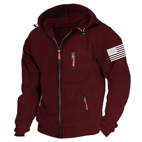 Casual Hoodies for Men Flag Graphic Zipper Long Sleeve Jacket Fashion Lightweight Running Sport Thin Coat with Pocket2