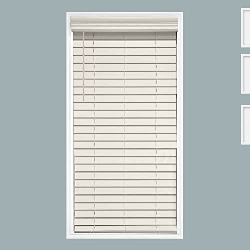 TailorView, Customizable Faux Wood Horizontal Window Blinds, Cordless, 2 Inch Smooth Slats, Color - Pearl (Light Ivory,) Inside or Outside Mount