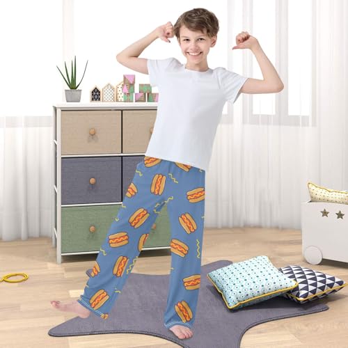 Cheese Hot Dog Boys Pants Boys Athletic Pants Long Pant for Boywith Pockets Wide-Leg Size 6-14Y 5