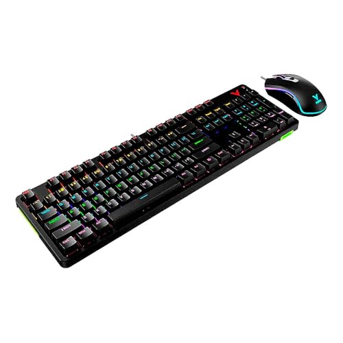 Rapoo V185s Kit Teclado Mecânico e Mouse Óptico Gamer com Fio, Preto, RGB