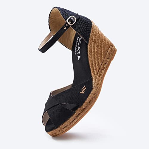 Image of VISCATA Aiguablava Canvas Wedges with Ankle Strap