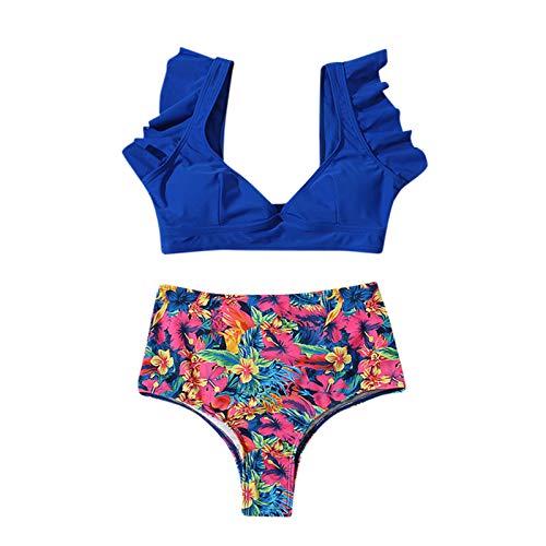 Miashui Women Swimwear Shorts Waist Women Swimwear Beachwear Push Female Bikini Bikinis Print Up High Womens Swimsuits Blue #TOP1