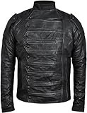 Bucky Straps Black Detachable Sleeves Vest Jacket 2 in 1 Style - Real Leather (M)