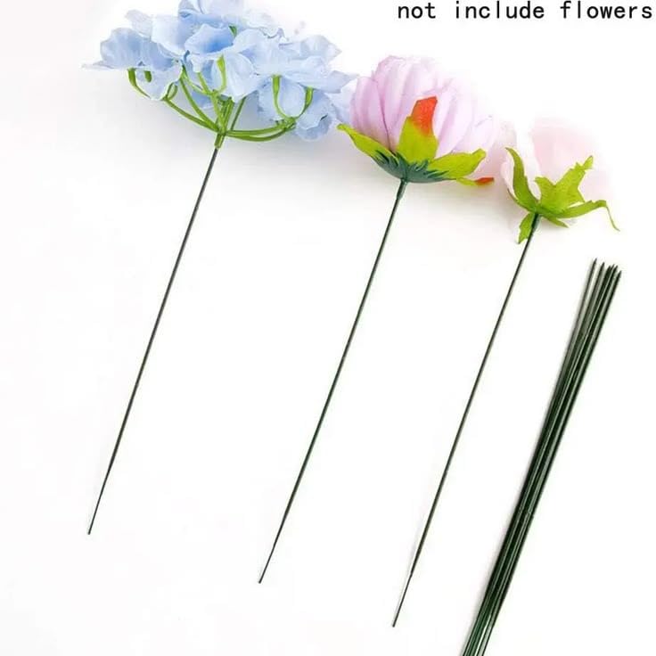 Image of TRAIS Green Floral Wire & Tape Set - 10 Floral Stem Wires and 2 Floral Tapes for Flower Making, Bouquet Wrapping, Florist Supplies, DIY Crafts & Wedding Decorations