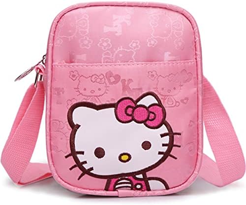 Cute Mini Purse Bag for Girls, Pink Cat Canvas Crossbody Purses