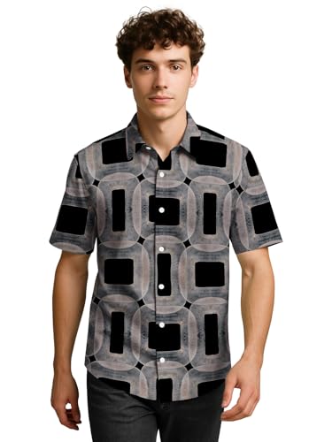 Image of BULLMER Trendy Regular Fit Cotton Blend Printed Casual Half Sleeve Shirt for Men | Stylish Mens Casual Shirts | Shirts for Men