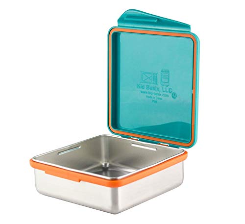 Kid Basix Safe Snacker, Reusable Stainless Steel Lunchbox Container for Kids & Adults, Reusable Food Container, BPA Free, Dishwasher Safe, 23oz Teal