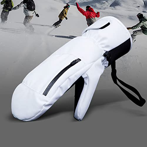Moufles de ski imperméables et chaudes en cuir gris taille M - 4