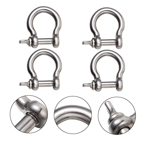 Gatuida 8 Pcs Bow Buckle Shackles for Lifting Hangers Mounting Winch Ring Clasp Construction Vice Hook Carabiner Clip Large Door Solder Warehouse Anchor Clamps Tow Stainless Steel Silver