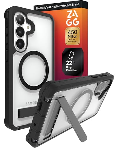 ZAGG Rainier Snap Samsung Galaxy S26+ Case with Kickstand - Black, 22ft Drop Protection, Rugged Dual-Layer Magnetic Case, Graphene Fortified Heavy Duty Shockproof Cover, Military Grade Defense