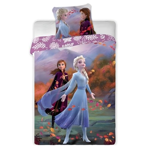 Parure de Couette Frozen Disney - 1 Housse de Couette 140x200 + 1 taie 63x63cm (Parure de lit Frozen - E)
