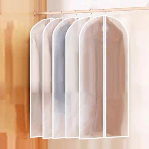 5 Pack Plastic Garment Bags for Clothes 60x120cm 60x100cm Transparent Hanging Garment Bag Dry Cleaning Bag Suit Dress Cover Storage