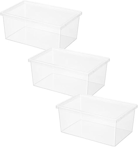 Superio Caja de almacenamiento moderna para zapatos, paquete de 3 unidades, 6.5 cuartos de galón6 litros, organizador de plástico apilable (13.5