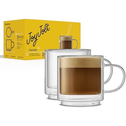 JoyJolt Haven Stackable Double Wall Glass Mugs Cover