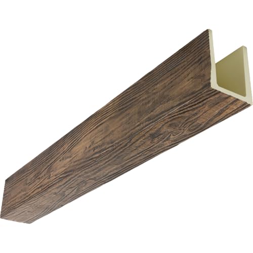 Ekena Millwork 5 1/2'W x 5 1/2'H x 192'L 3-Sided (U-Beam) MENA HeritageTimber Faux Wood Ceiling Beam, Kona Brown