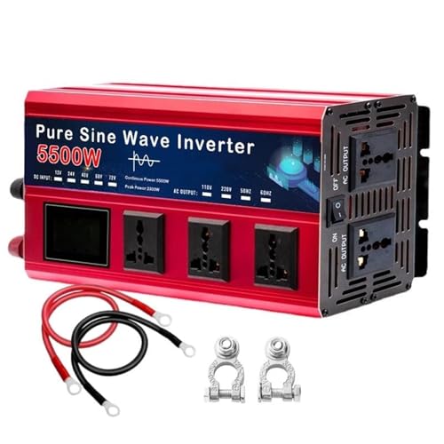 DZSYOHFS Inversor Inversor De Onda Sinusoidal Pura De 4000W 5500W 5000W Convertidor De Voltaje De CC 60V A CA 110V/220V Inversor De Energía Solar para Coche Inversor Onda Pura(220V 60Hz,5500W)