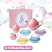 Jewelkeeper 13 Pieces Porcelain Tea Set for Little Girls with Pastel Picnic Basket - Mini Toddler Tea Sets for Girls 2 and Up - Real Cups, Teapot, and Saucers - Children Playset - Polka Dots Design