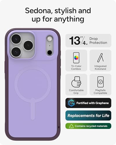 Image of ZAGG Sedona Snap Case for iPhone 17 Pro Max - Purple Dusty Grape, Drop Protection (13ft /4m), Graphene-Reinforced Multi-Layer Protection, MagSafe Phone Case with Impact-Absorbing Bumpers, Slim