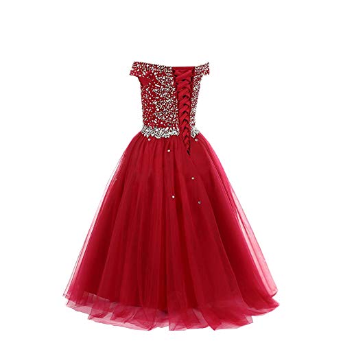 Honeydress Girl's Tulle Beaded Girls Pageant Dresses A Line Kids Ball Gown Flower Girl Dress for Weddings4