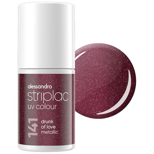 alessandro Striplac UV-Nagellack Drunk of Love Metallic - Deckend & Kratzfest bis zu 15 Tage - Leichtes Auftragen - Schonende Abziehtechnologie - Vegan - Rot, 6,5ml