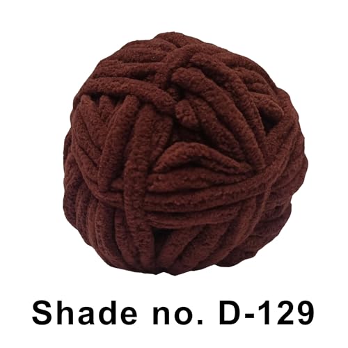 Image of VCR Dark Brown, 100 Grams Hank, 60 Meters Length, Premium Polyester Ball for Crochet and Knitting, Pack of 1 Yarn, Soft and Bulky Fur Suitable for DIY