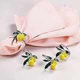Lemon Napkin Rings Set of 6, Delicate Crafts Alloy Fruit Napkin Holder Rings Fall Table Decorations