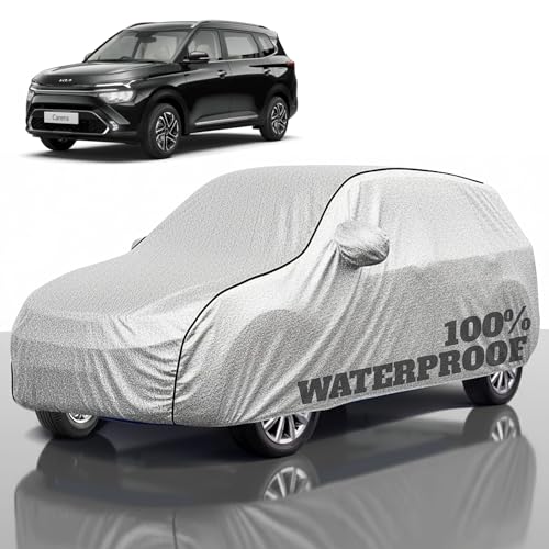 Image of Premium Polyester Car Cover Carens All-Weather Protection from Rain, Dust & Sun | UV Resistant Fabric | Full Body Secure Fit for Outdoor & Indoor Parking Silver