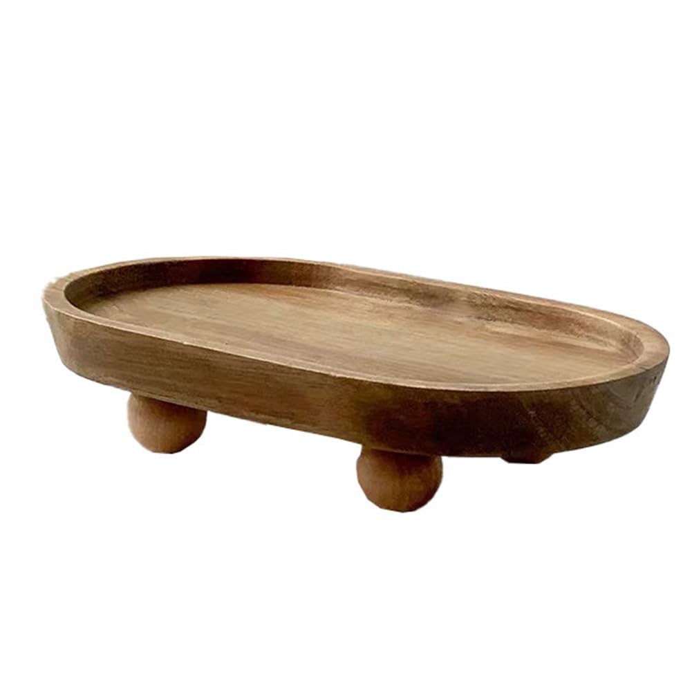 CTRLZS Wooden Tray Cake Dessert Plate Restaurant Home Wooden Tray Aromatherapy Ornaments Tray Vase Decoration,Oval
