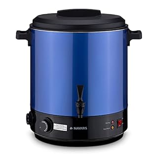 Navaris Stérilisateur à Bocaux Électrique - Machine à Vin Chaud 27L - Distributeur Boissons en Inox - Autocuiseur Minuteur - Bleu métallique