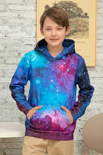 Image of Idgreatim Kids 3D Print Pullover Hoodies Warm Thick Hooded Sweatshirt with Packet for Boys Girls 5-16 Years