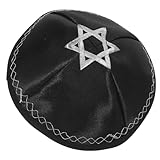 GALPADA Kipá Negra Bordada Estrella de David, Gorra Judía Ligera y Transpirable para Hombres, Sombrero Tradicional para Shabat, Janucá y Oración en Sinagoga, Accesorio Religioso