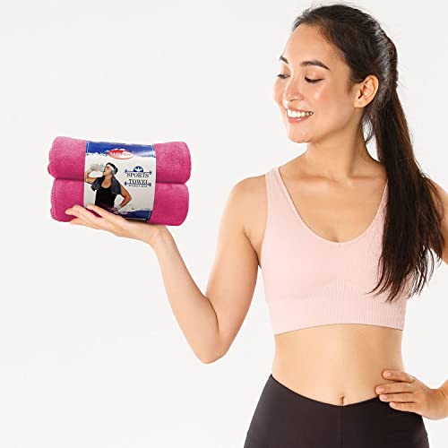Image of Sassoon Unisex Microfiber Gym Towel in 450 GSM (Set of 2, Coral Pink) 40cmX60cm- Fast Drying & Light Weight Ultra Absorbent Sports Towel