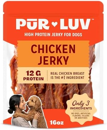 Pur Luv Chicken Jerky Dog Treats, Made with 100% Real Chicken Bre...