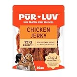 Pur Luv Chicken Jerky Dog Treats, Made with 100% Real Chicken Breast, 16 Ounces, Healthy, Easily Digestible, Long-Lasting, High Protein, Satisfies Dog's Urge to Chew